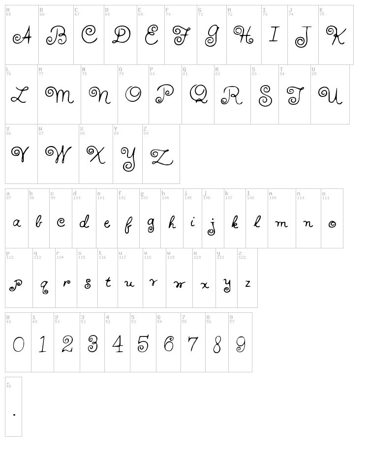 HFF Whirly Whorl font map